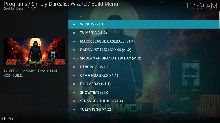 Wick TV Build on Kodi